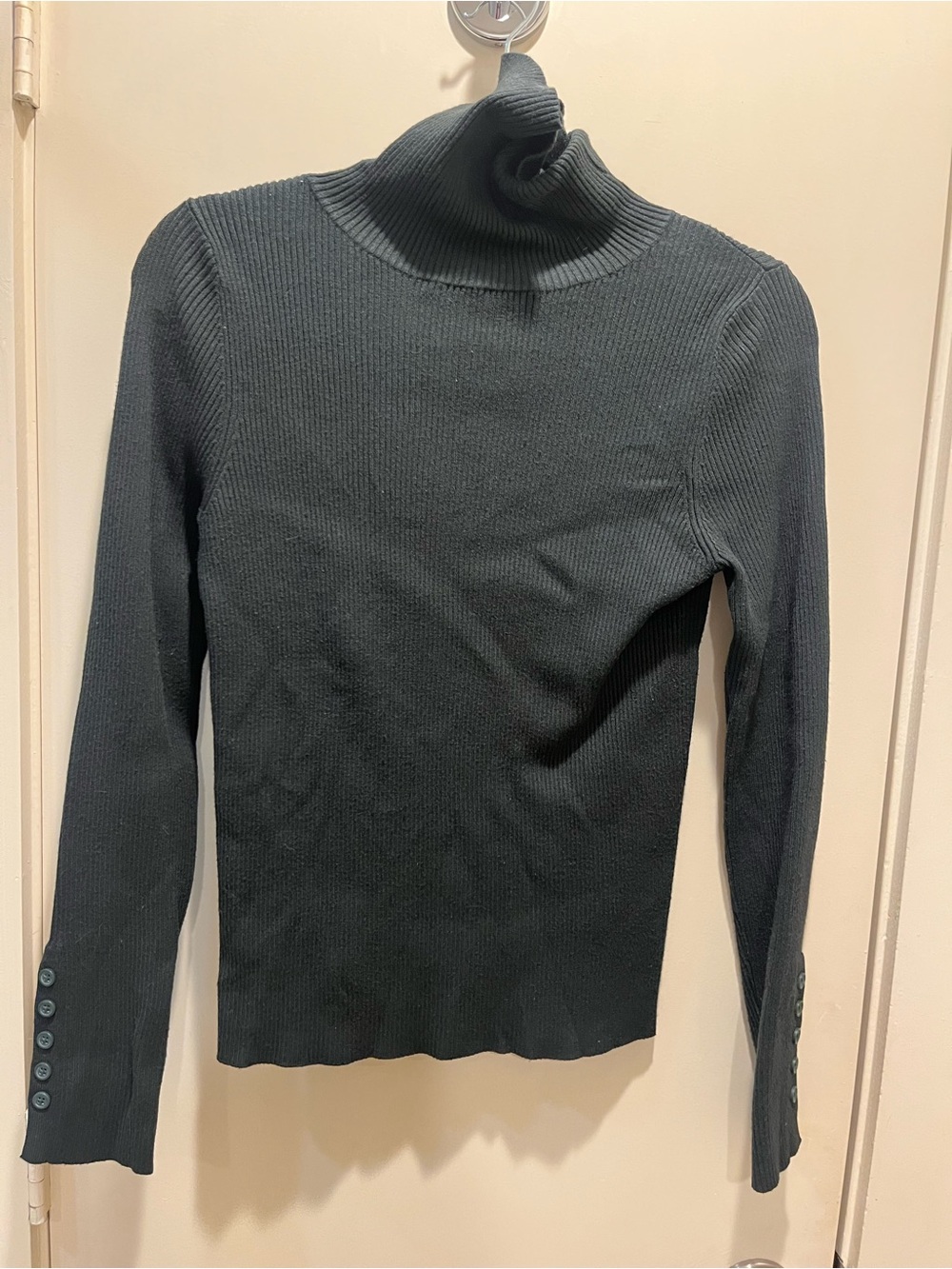 Maeve Black Ribbed Turtleneck Sweater